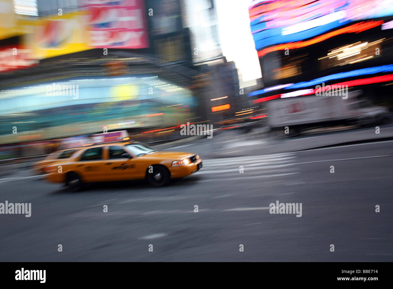 Yellow cab, Manhattan, New York City, USA, United States of America Stock Photo
