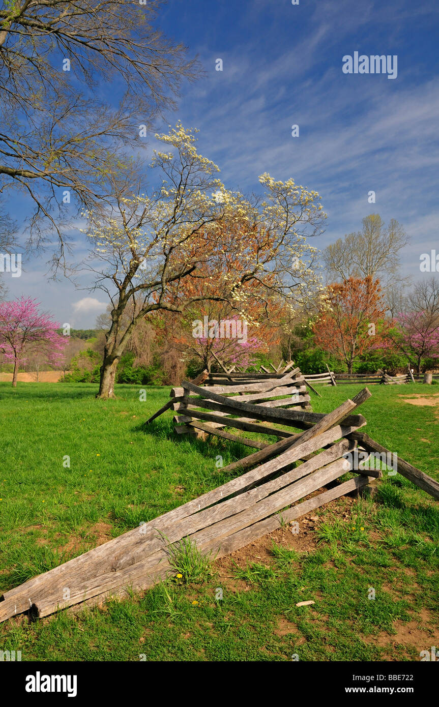 Split rail fence in Valley Forge National Historical Park Stock Photo