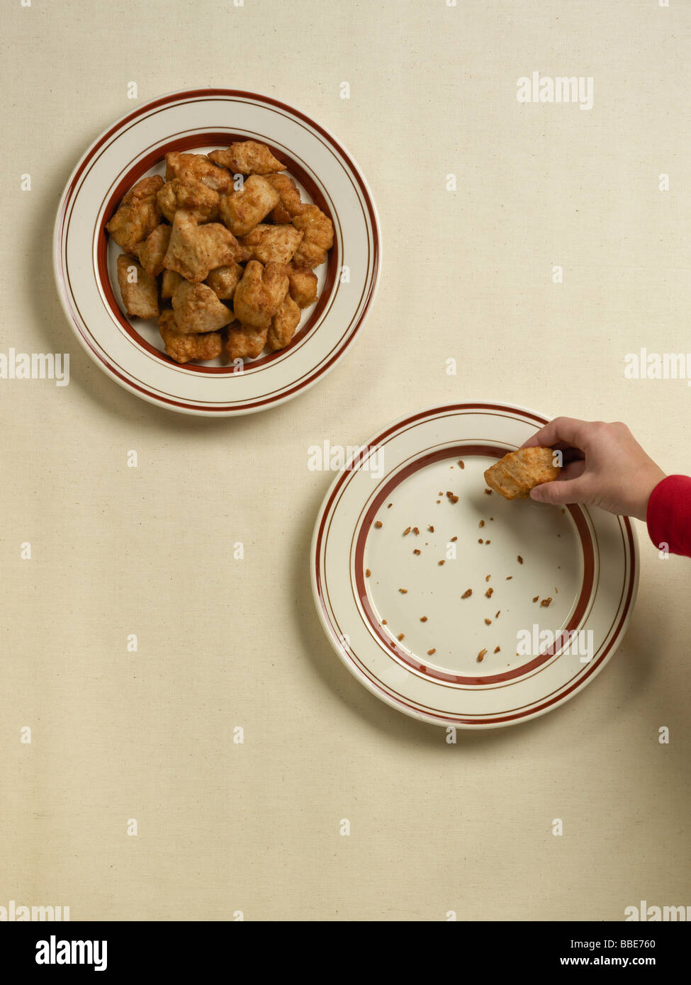 Serving platter of fried chicken nuggets Stock Photo Alamy