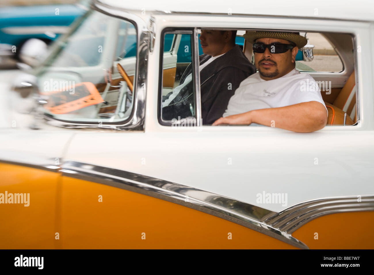 Driving a classic car at the parade Culver City Car Show Culver City