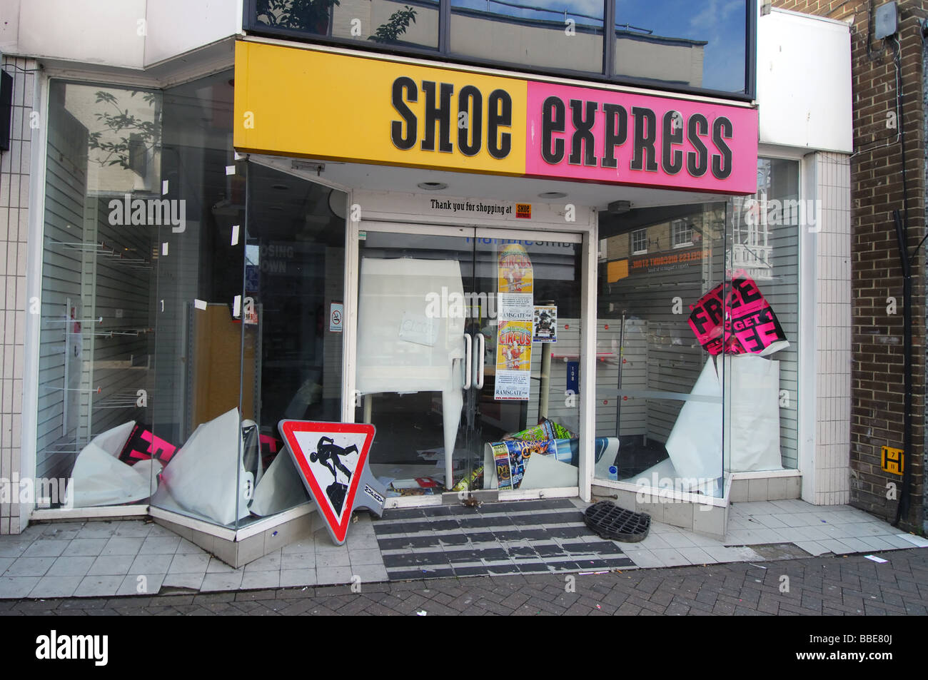 A closed down Shoe Express Shop in Margate Kent UK Stock Photo - Alamy