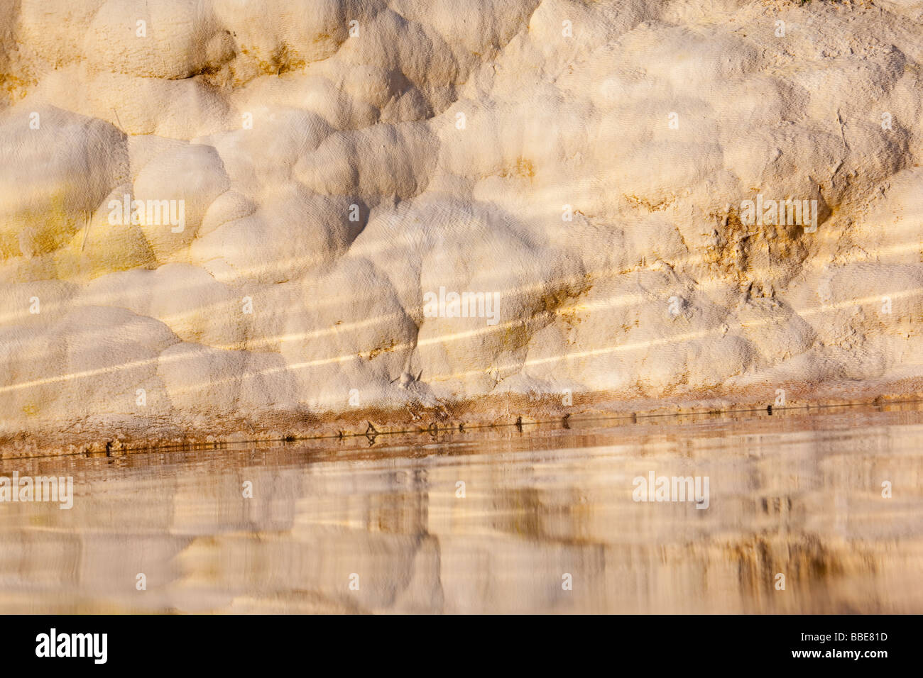Mineral formations and reflecting water at one of the pools in