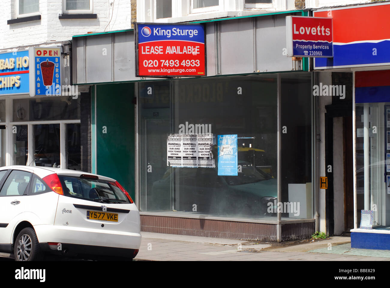 A Closed Down Shop with a lease available sign above its front window Margate Kent UK Stock Photo