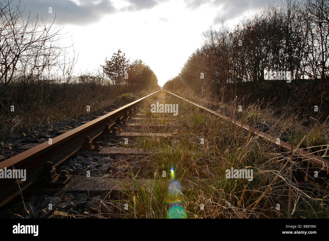 Disused railway track Stock Photo