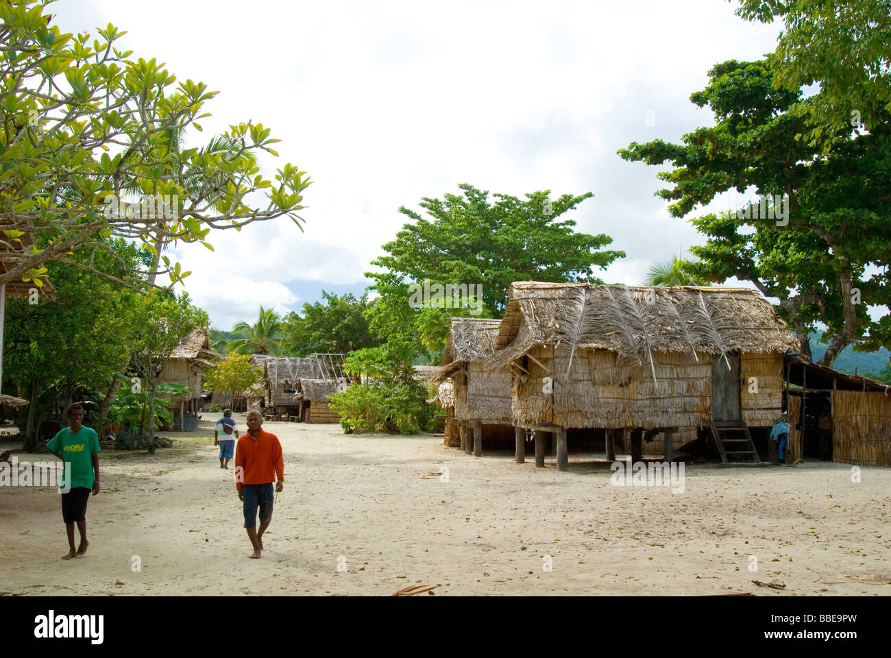 Village street at Lilisiana , Auki , Malaita , Solomon Islands Stock Photo