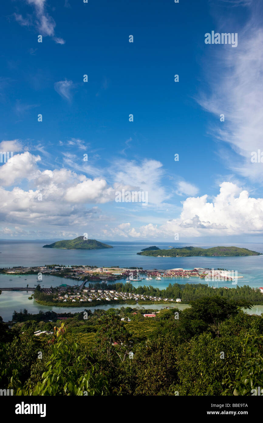 View of St Anne Island, Ile au Cerf Island, Ile Moyenne Island, Ile Ronde Island and Ile Longue Island, Mahe Island, Seychelles Stock Photo