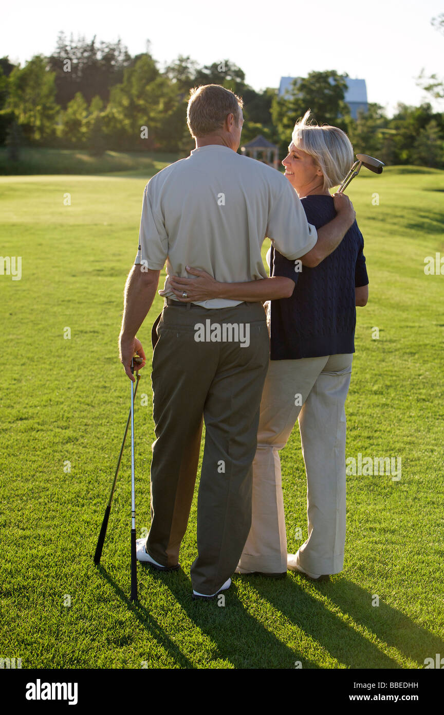 Couple on Golf Course, Burlington, Ontario, Canada Stock Photo