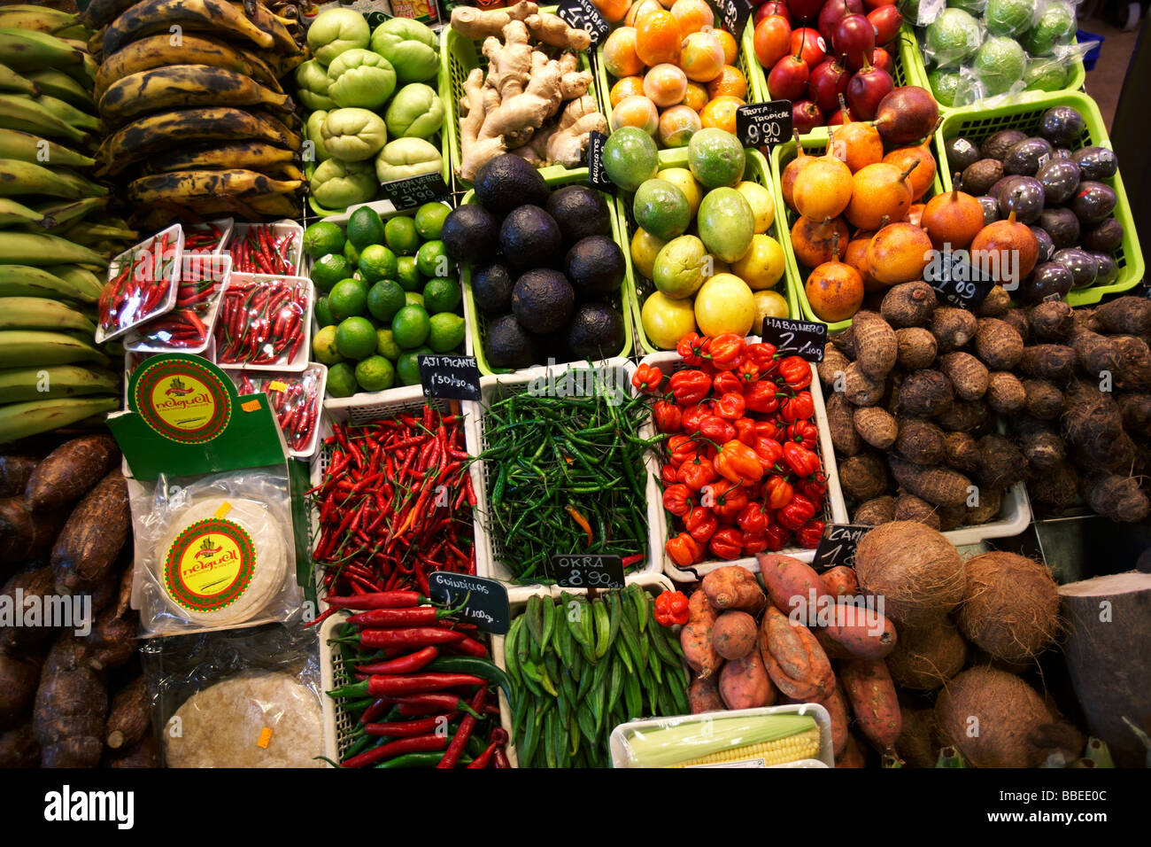 Fruit and Vegetable Stand, Barcelona, Catalonia, Spain Stock Photo Alamy