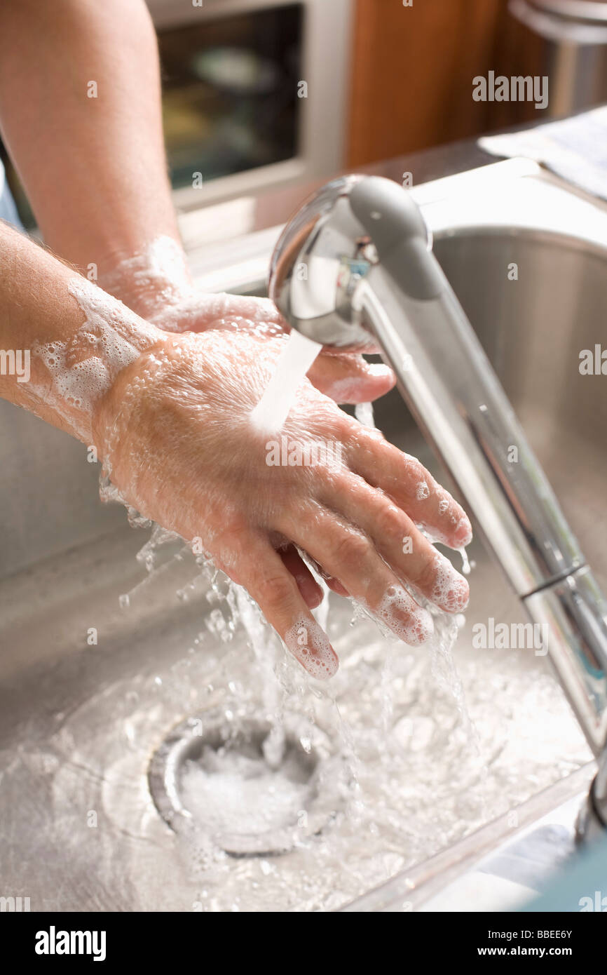 Man Washing his Hands Stock Photo Alamy