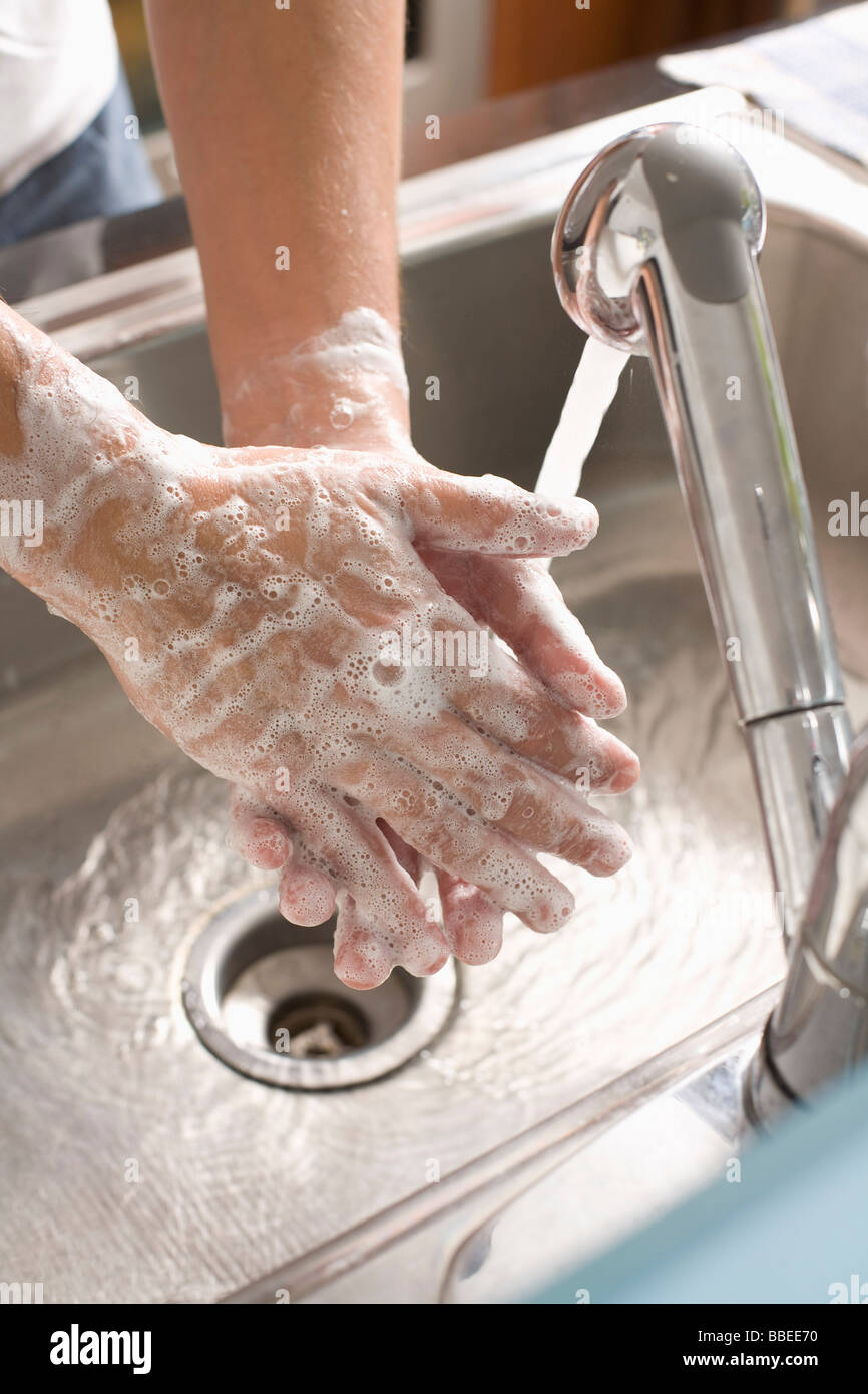 Man Washing his Hands Stock Photo Alamy