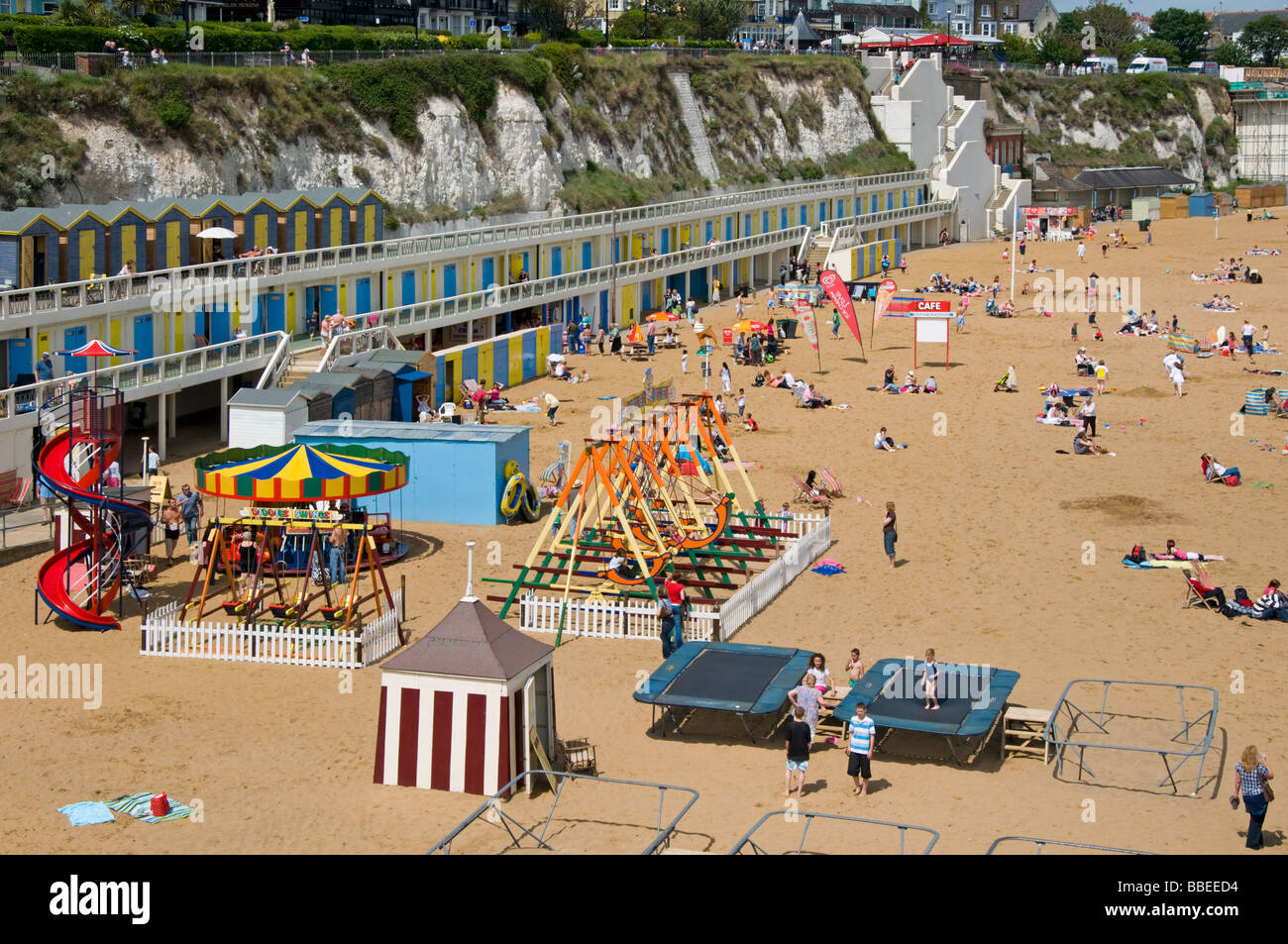 Broadstairs, Kent, England, UK. Viking Bay beach. Funfair Stock Photo
