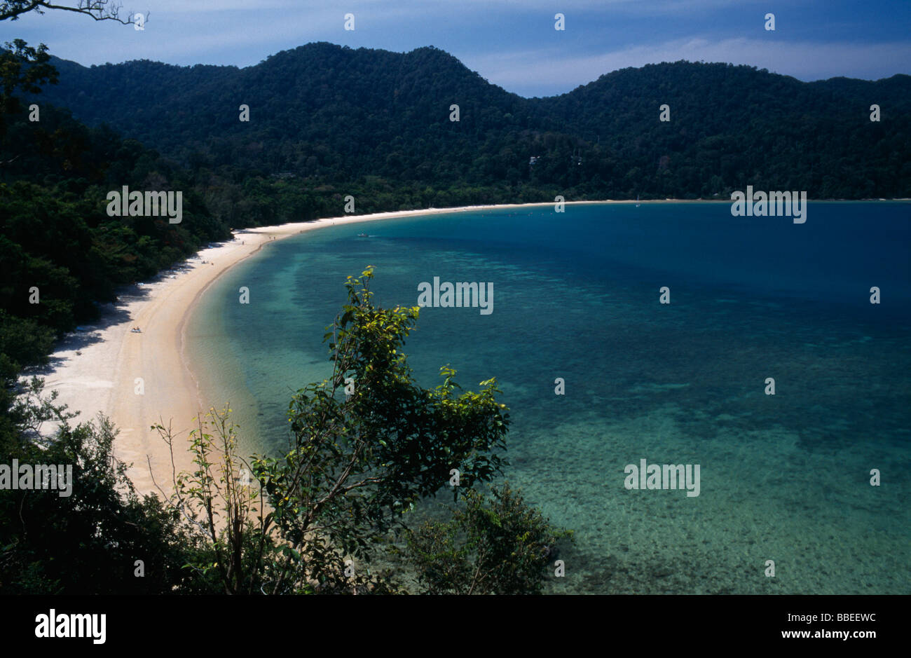 Malaysia Kedah Langkawi Datai Bay Beach Curve Of White Sandy Beach In