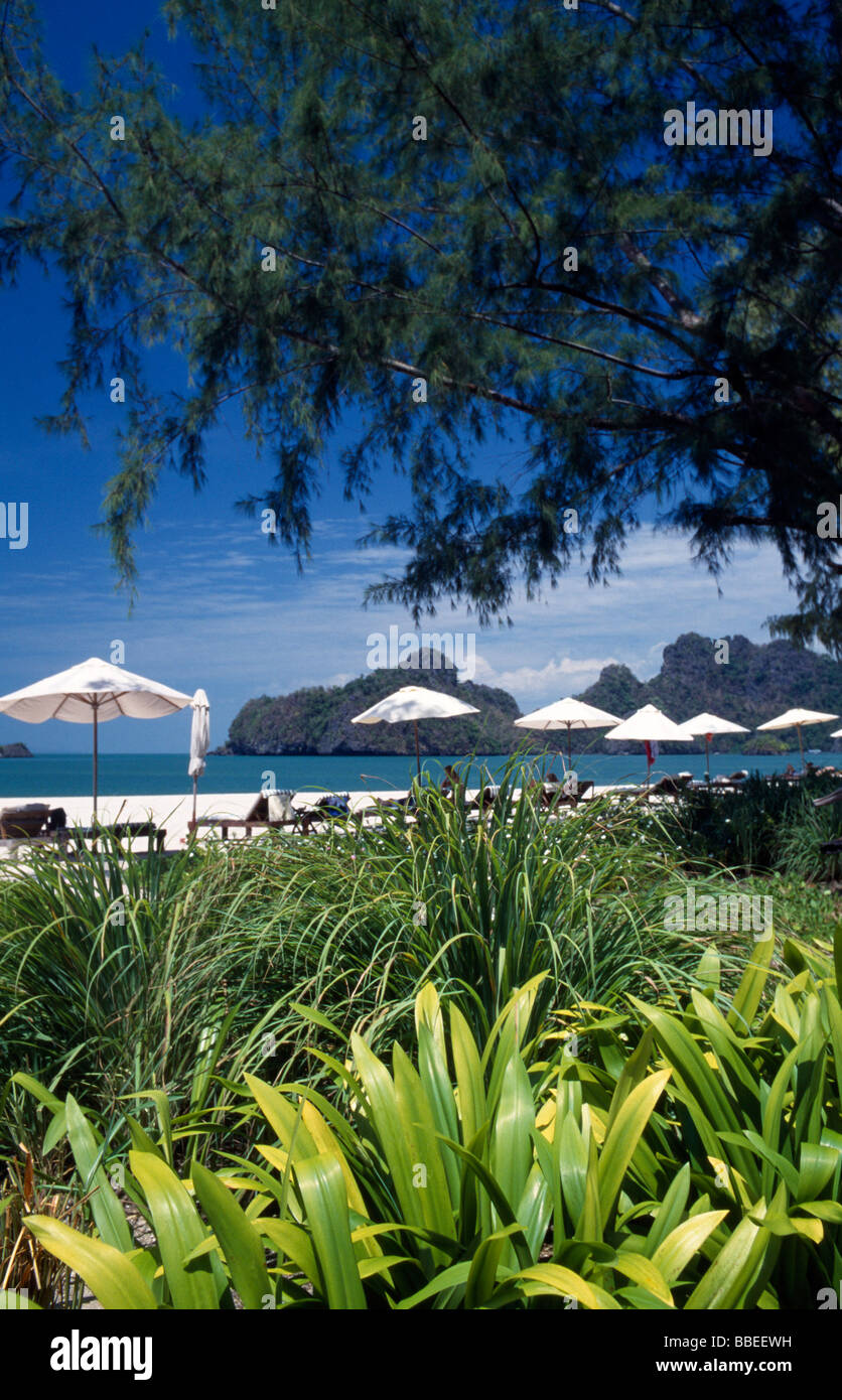 MALAYSIA Kedah Langkawi Pantai Rhu Beach from gardens of Radisson ...