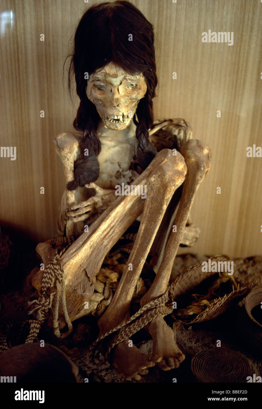 CHILE South America Antofagasta San Pedro de Atacama Chinchorro Mummy Mummified girl Stock Photo