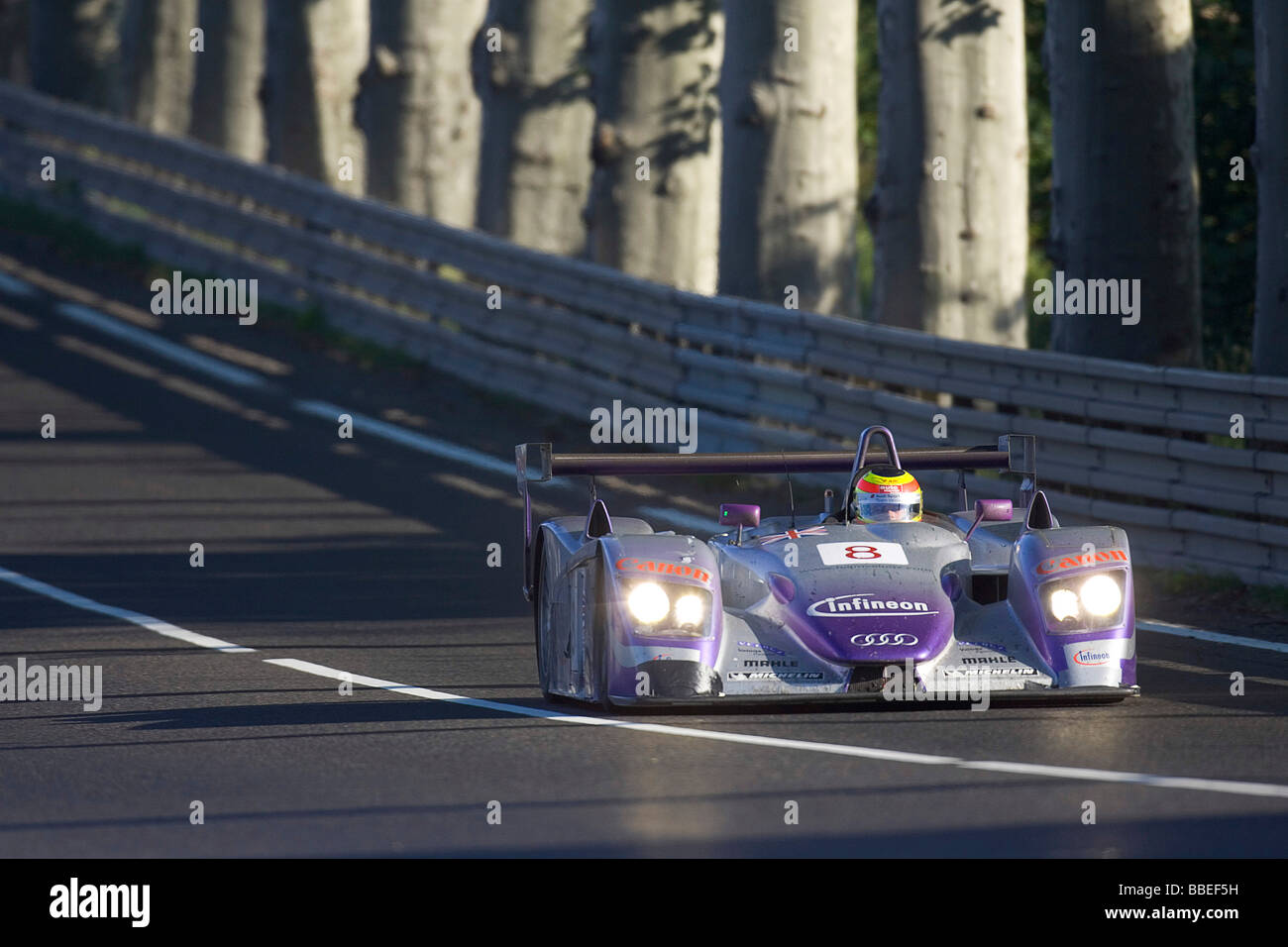 France, le Mans, Number 8 purple and silver Adui R8 race car exiting Tetre Rouge. Stock Photo