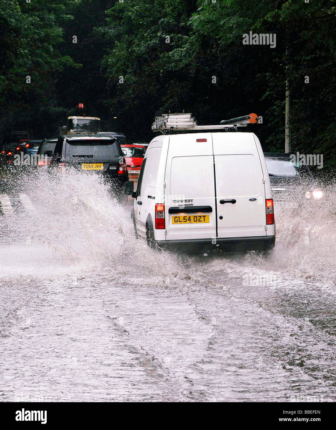 England Kent Sevenoaks Climate Weather Flooding Cars and vans driving