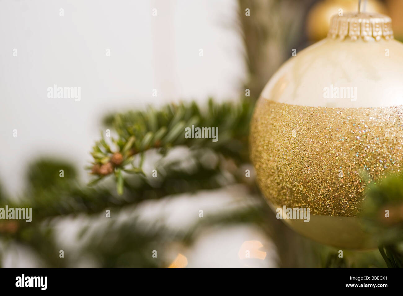 Close-up of Christmas Ornament on Christmas Tree Stock Photo