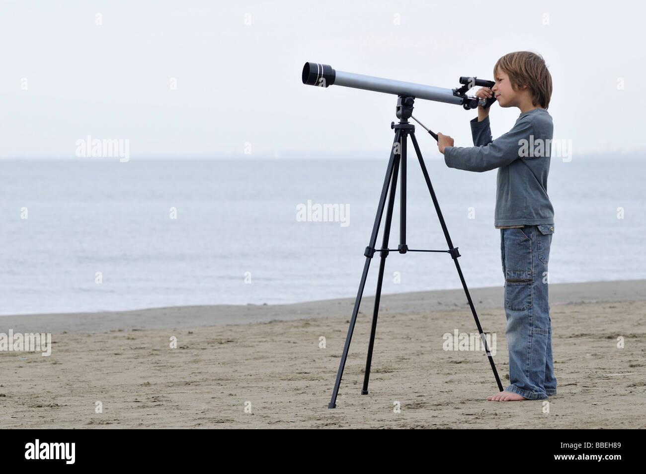 looking through a telescope