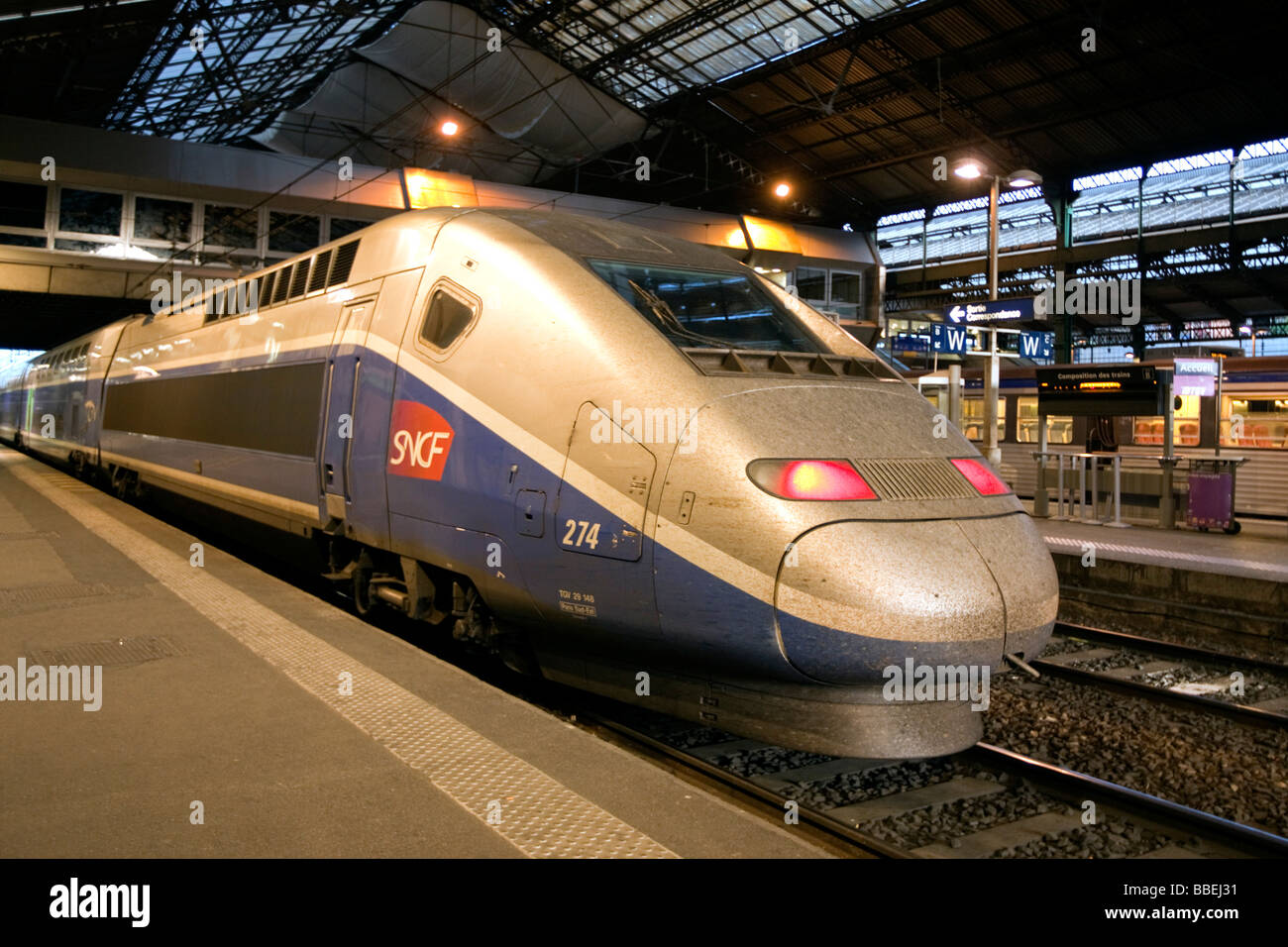 TGV in Gare de Lyon Perrache railway station Lyon Rhone Alps France Stock Photo
