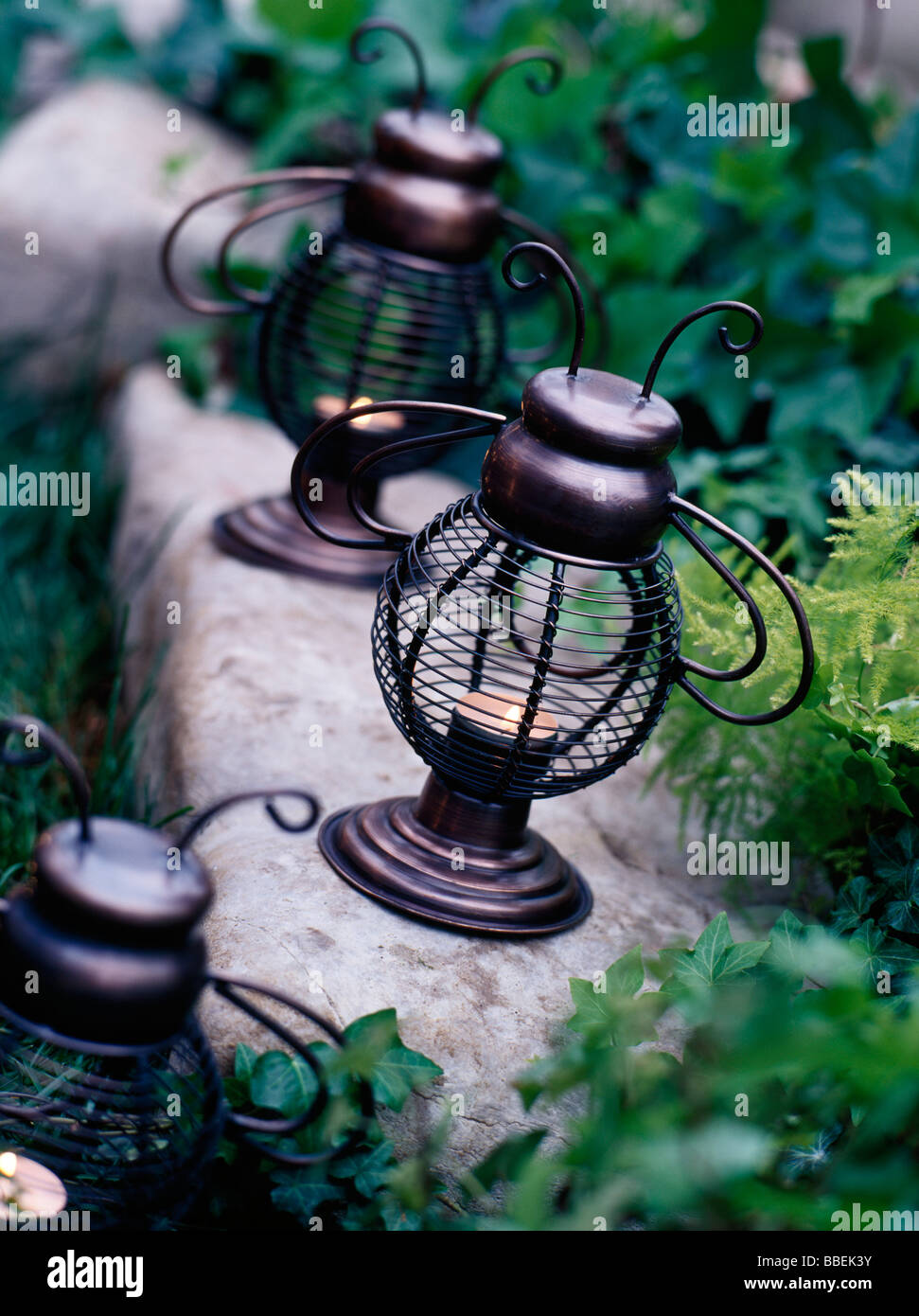 Garden Tea Light Holders Stock Photo