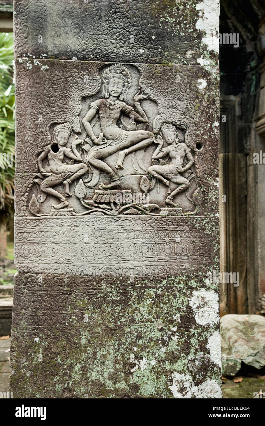 Sculptural Relief, Bayon Temple, Angkor Thom, Angkor, Cambodia Stock