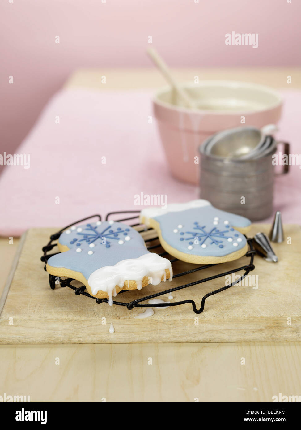 Christmas Cookies on Baking Table Stock Photo