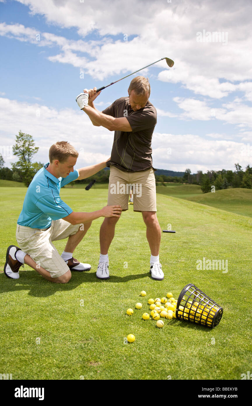 Man Learning How to Golf, Burlington, Ontario, Canada Stock Photo