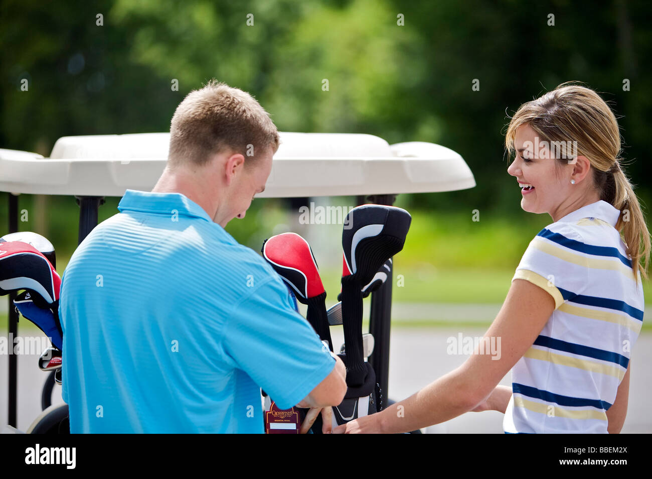 Couples at Golf Course, Burlington, Ontario, Canada Stock Photo