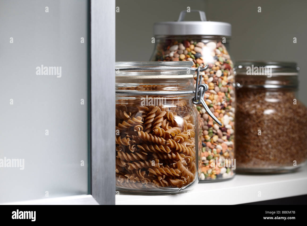 Dry Ingredients in Glass Jars Stock Photo Alamy