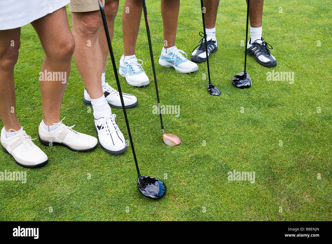 Close-up of Golfers' Feet Stock Photo