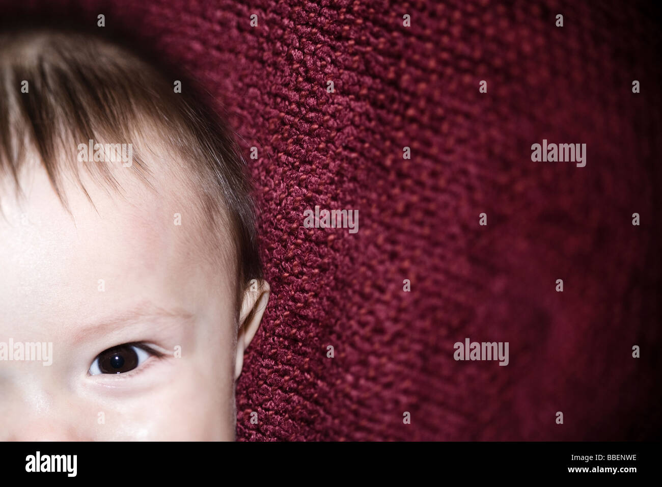 Seven month old baby boy on blanket Stock Photo Alamy