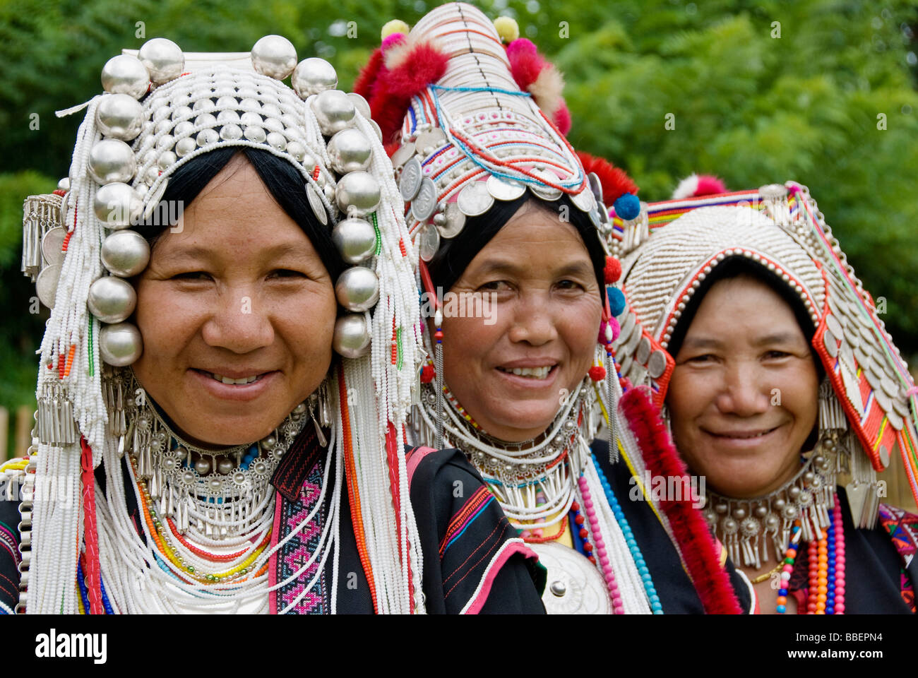 Three Traditionally dressed Akha Hill Tribe Women Stock Photo - Alamy