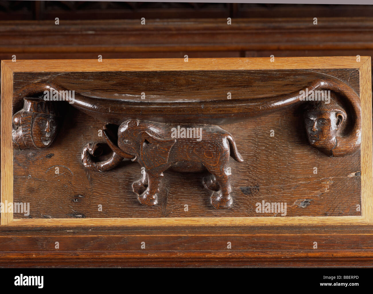 Exeter Cathedral Elephant Misericord Stock Photo