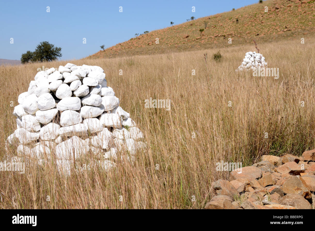Anglo Zulu soldiers graves Isandlwana Battlefields KwaZulu Natal South Africa Stock Photo