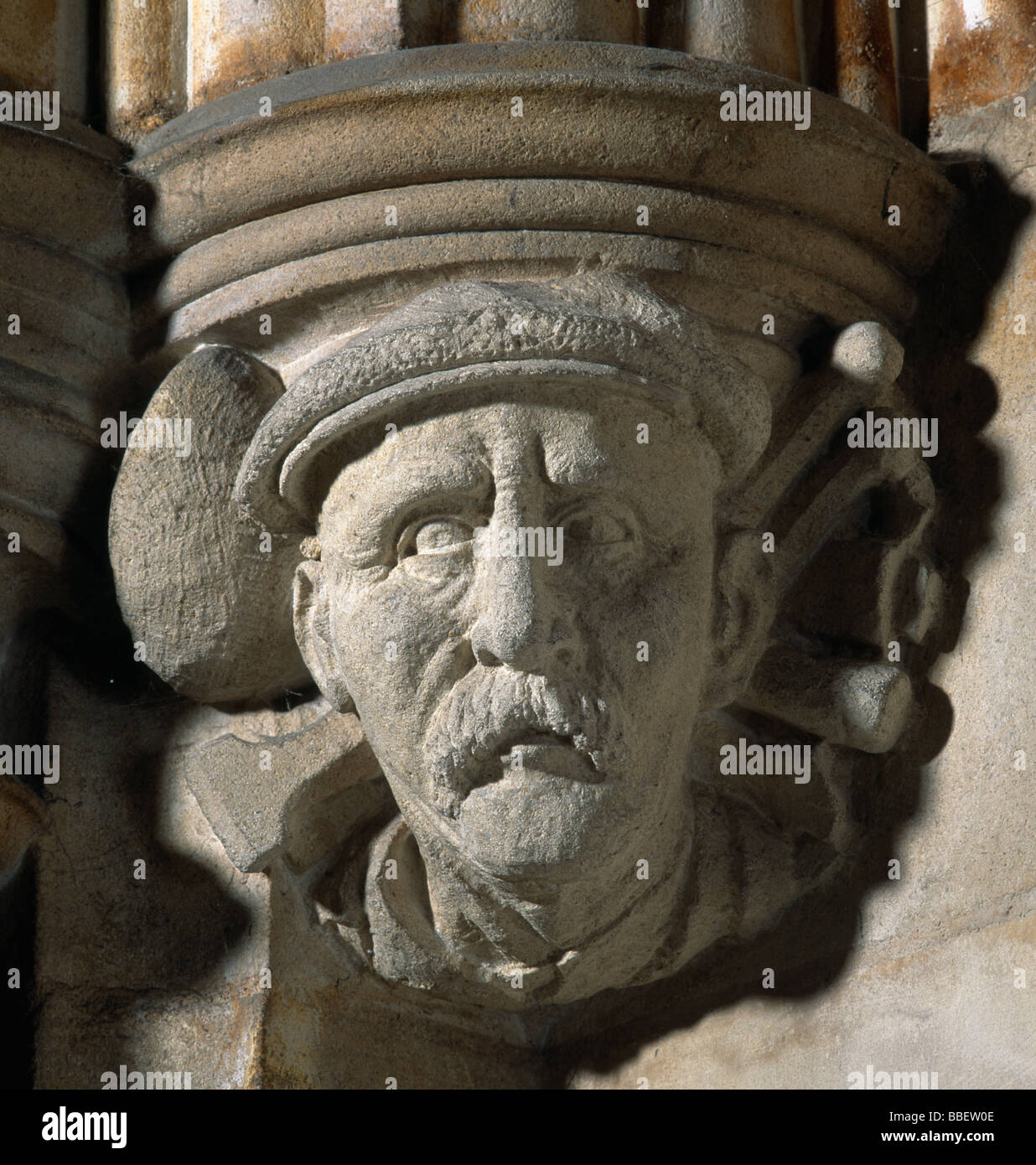 Exeter Cathedral Gerge Down Carved Head Stock Photo