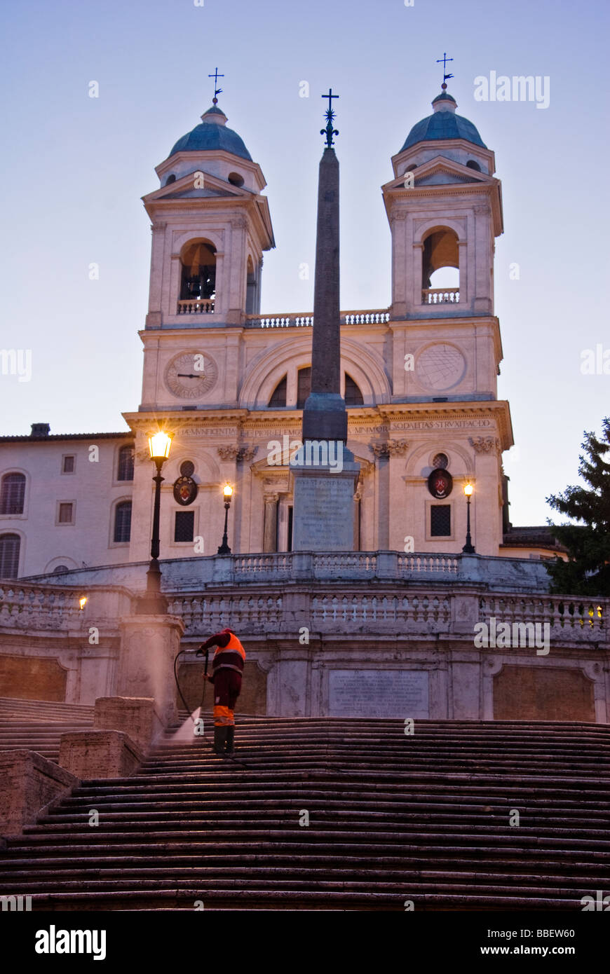 Trinità dei Monti in Rome - Italy Stock Photo