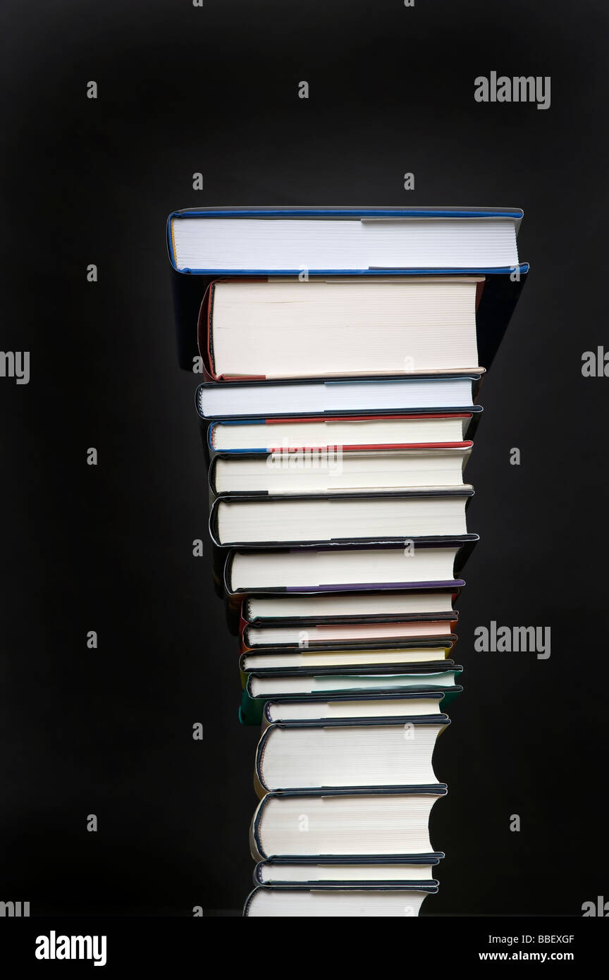 Stack of books on a black background Stock Photo