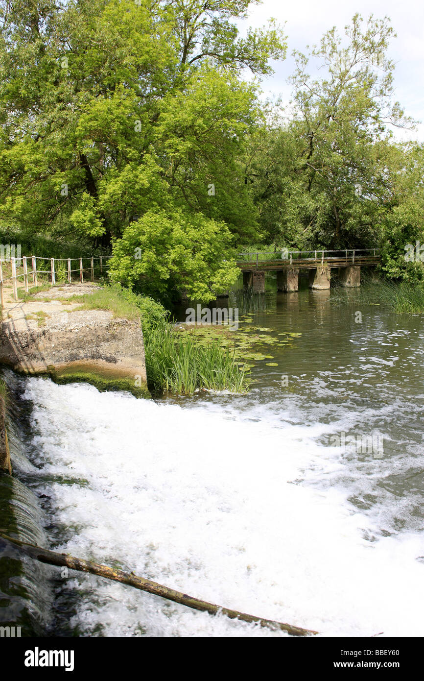 The weir or waterfall cascade at the Strumnister Newton Watermill Stock Photo