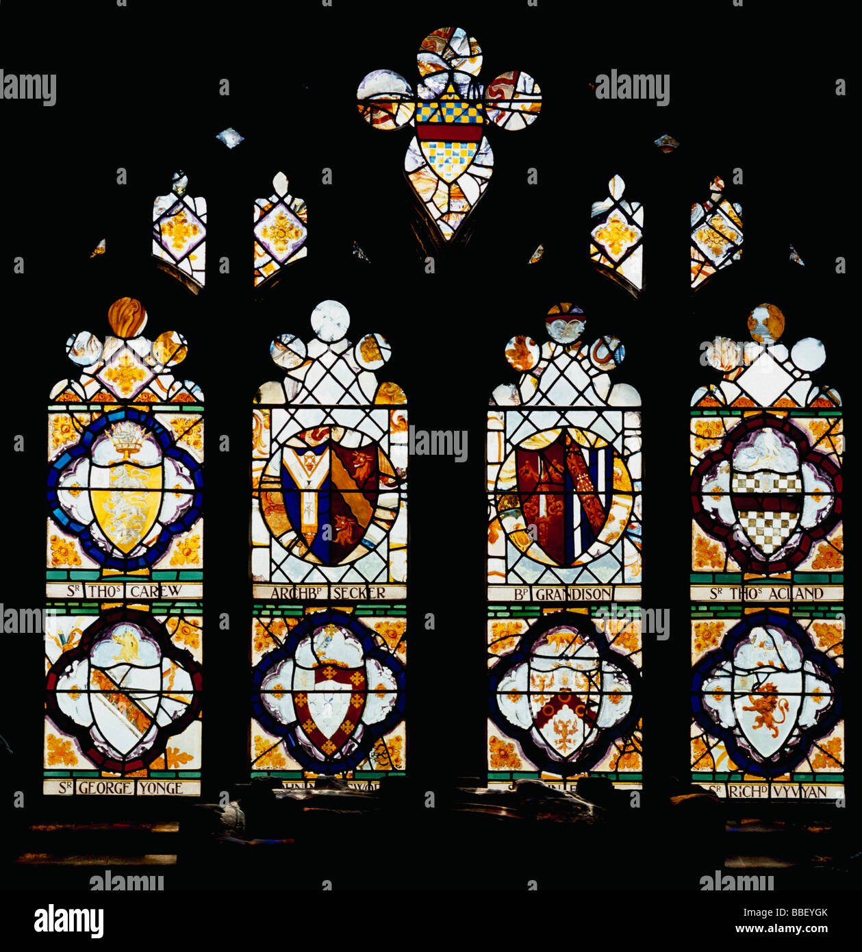 Exeter Cathedral: Window In Refectory Stock Photo