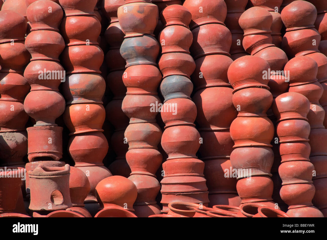 Terracotta pottery for sale at exhibition of Indian handicrafts in Thiruvananthapuram Trivandrum Kerala India Stock Photo