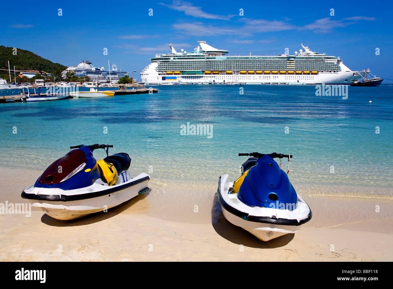 Jet Ski on Turtle Beach; Ocho Rios, St. Ann's Parish, Jamaica, Caribbean Stock Photo