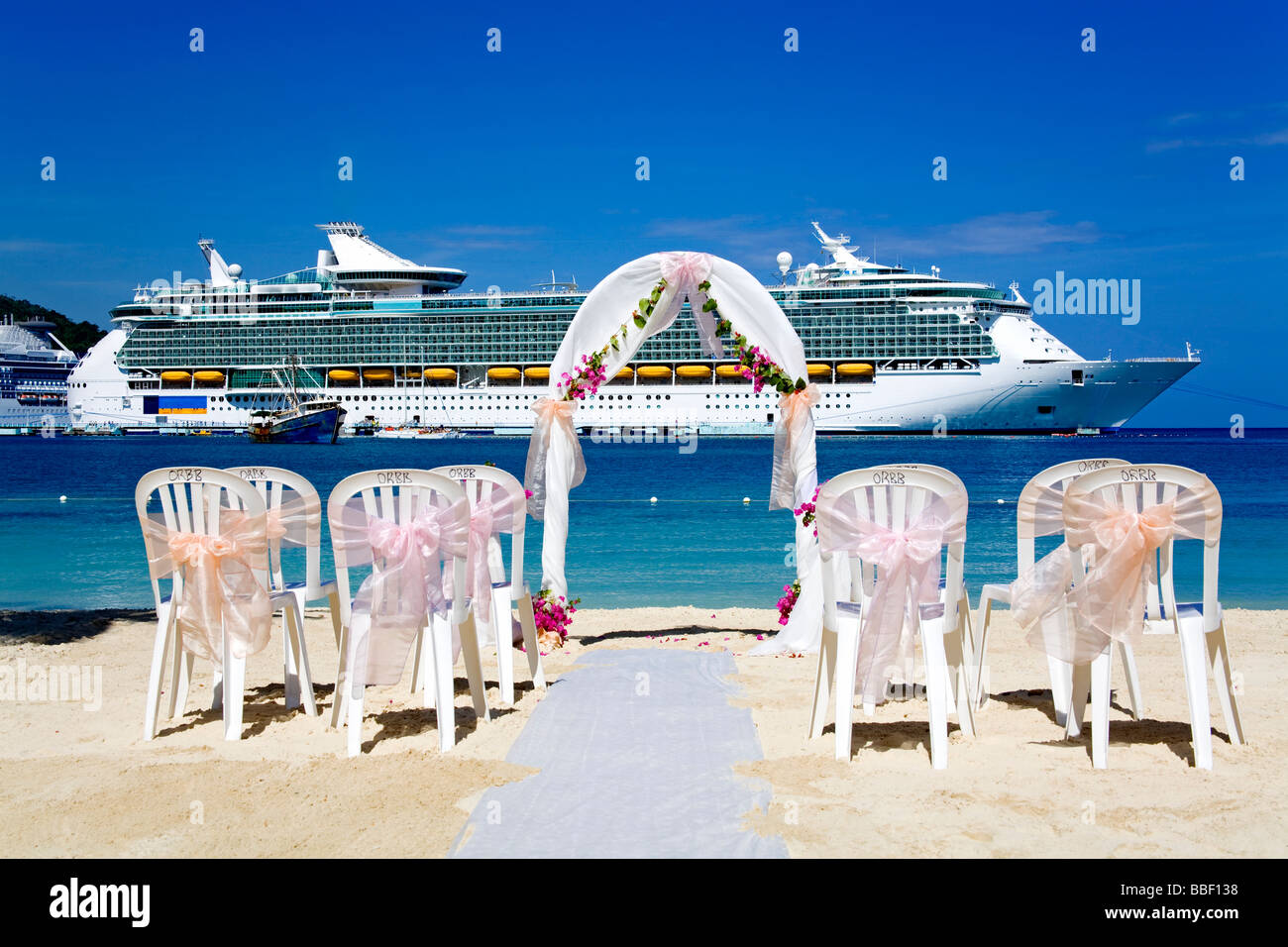 Wedding trellis on Turtle Beach; Ocho Rios, St. Ann's Parish, Jamaica, Caribbean Stock Photo