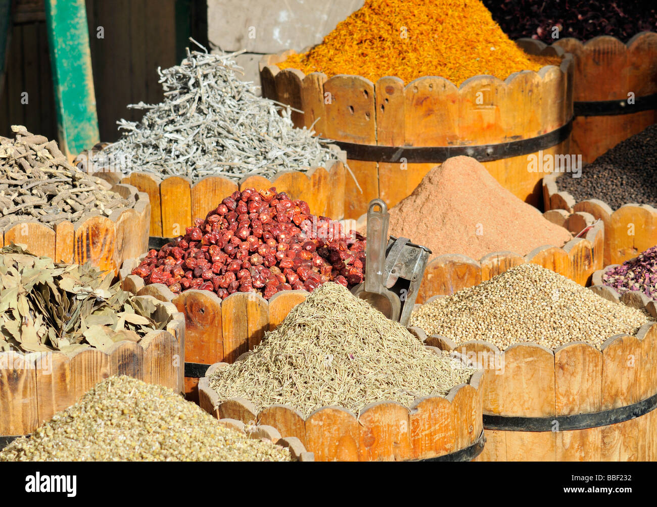 Herbs and Spices Luxor Market Egypt Stock Photo