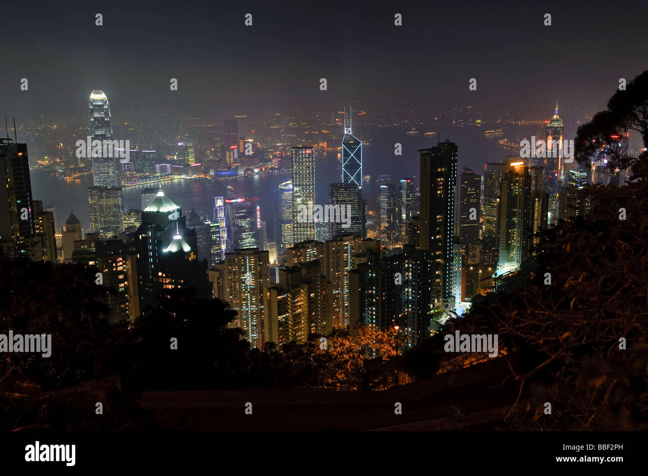 View of Hong Kong Skyline at Night from Victoria Peak Stock Photo - Alamy
