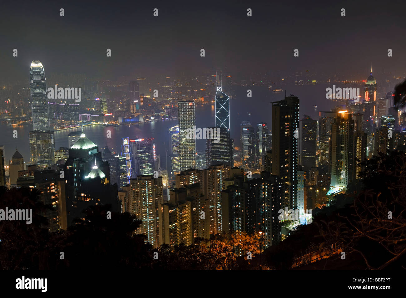 View of Hong Kong Skyline at Night from Victoria Peak Stock Photo - Alamy