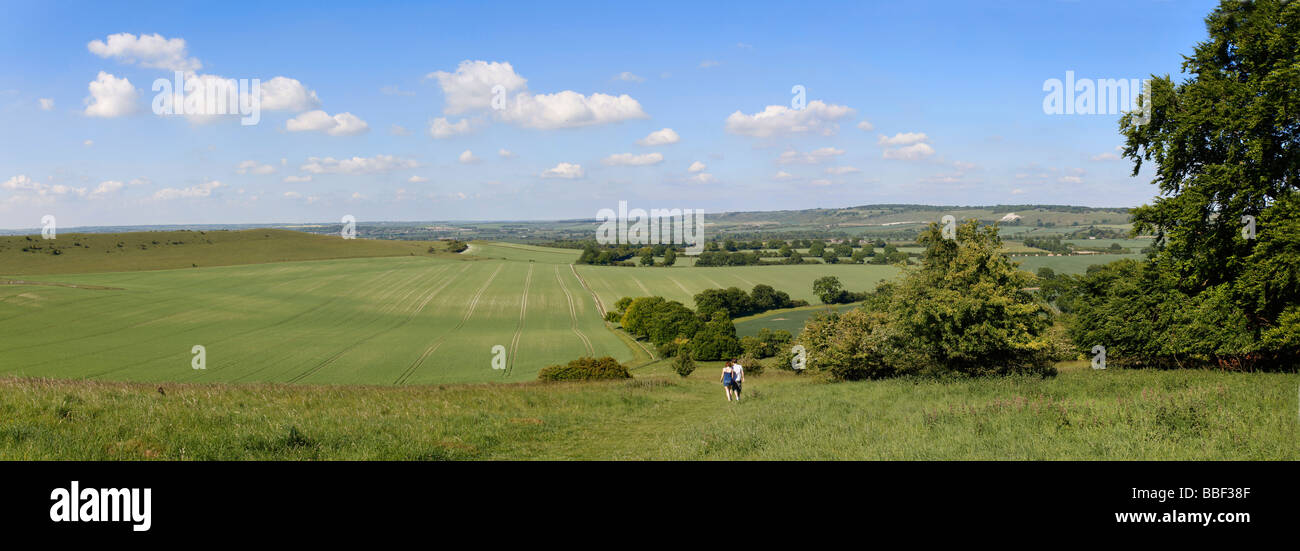 Panoramic view from Ivinghoe Beacon summers day Stock Photo