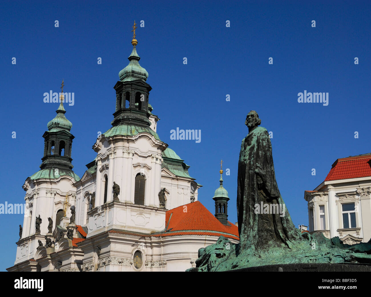 Statue of Jan Hus in Old Town Square Prague, Czech Republic Stock Photo