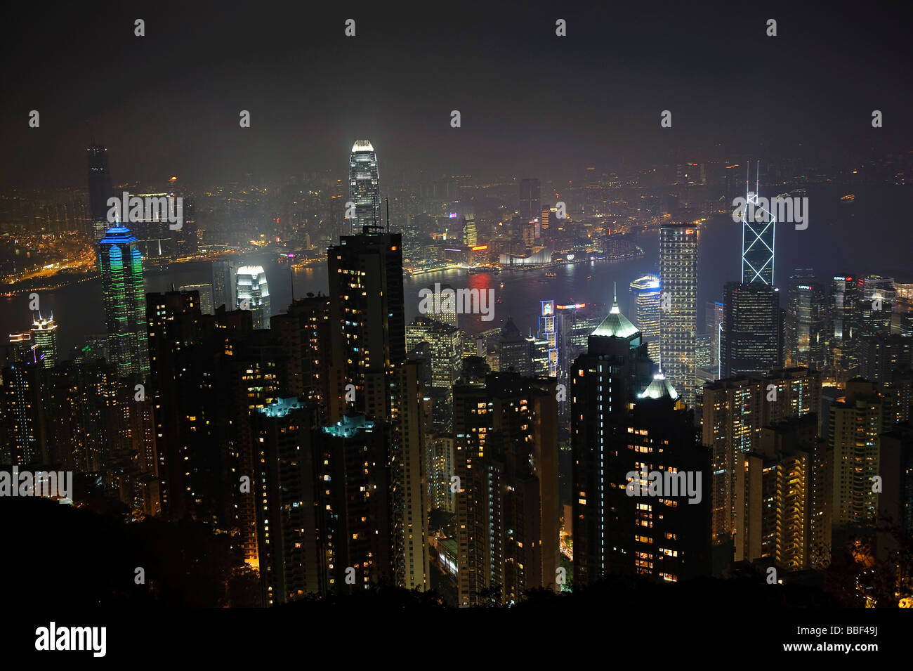 View of Hong Kong Skyline at Night from Victoria Peak Stock Photo - Alamy