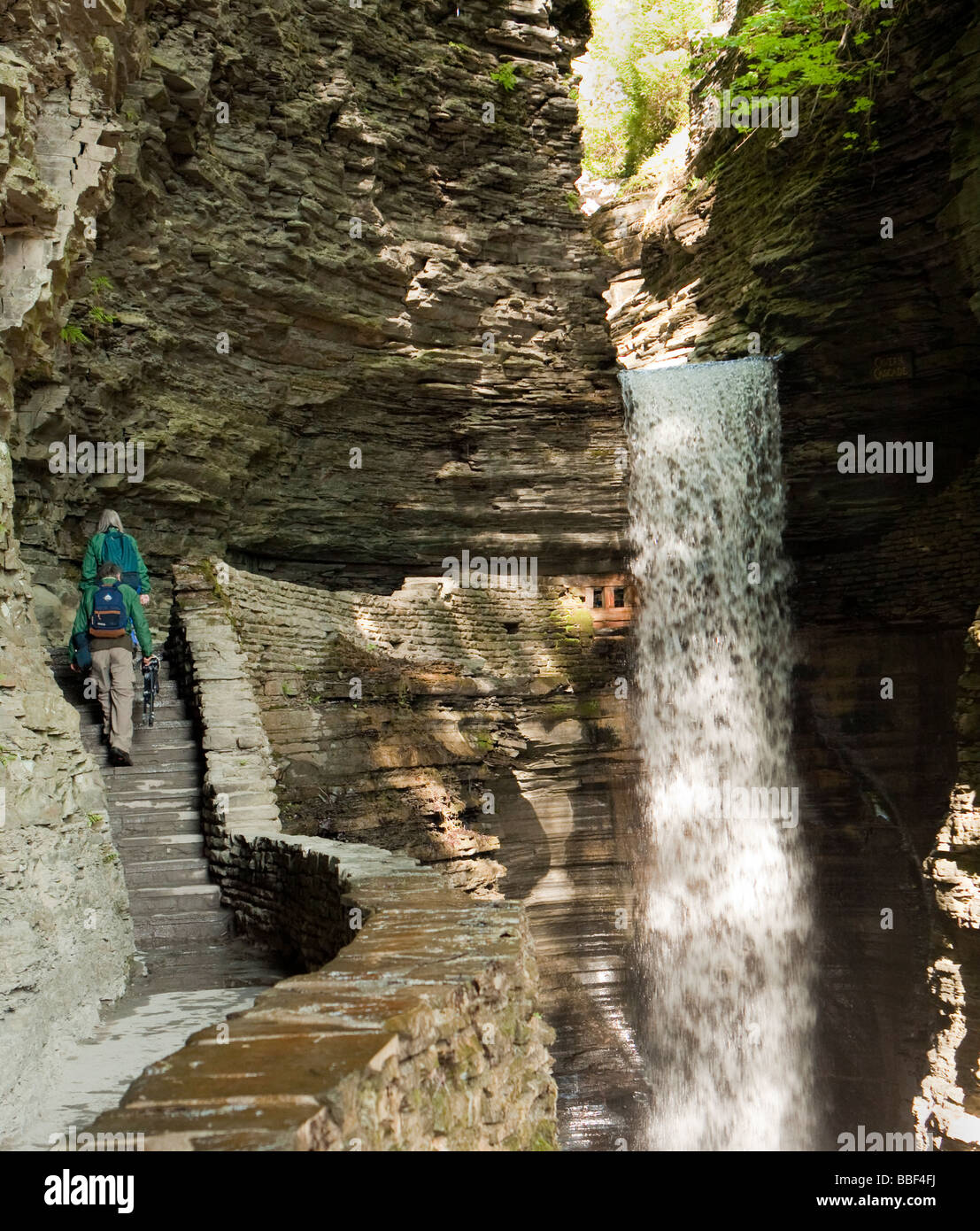 A tourist photographer at The Gorge at Watkins Glen New York State Park ...