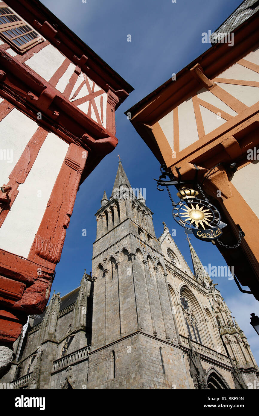 Old city center, cathedral, medieval architecture, Vannes, France Stock Photo